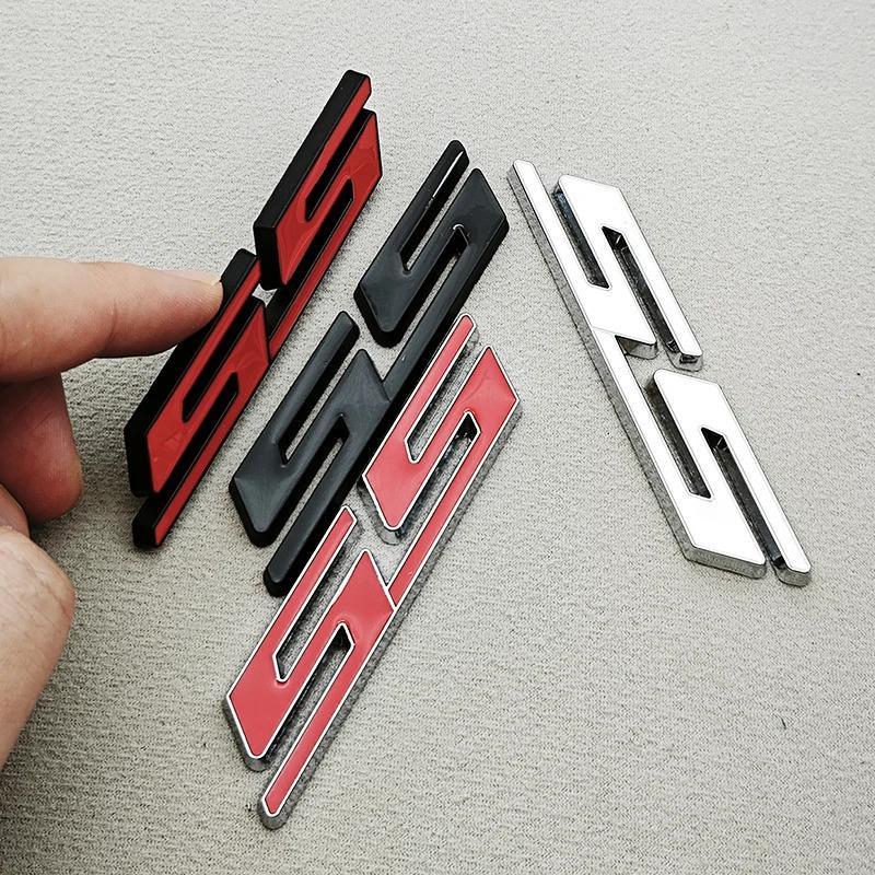 BODCA1 3D Metal Car Styling Red Black Logo SS Sticker Emblem Rear Trunk Badge For Chevrolet Camaro Chevelle Impala Malibu Accessories