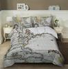 Nautical Map Bedding Set King Queen Brown Vintage Style Sea World Map Compass Duvet Cover Ocean Map Polyester Comforter Cover
