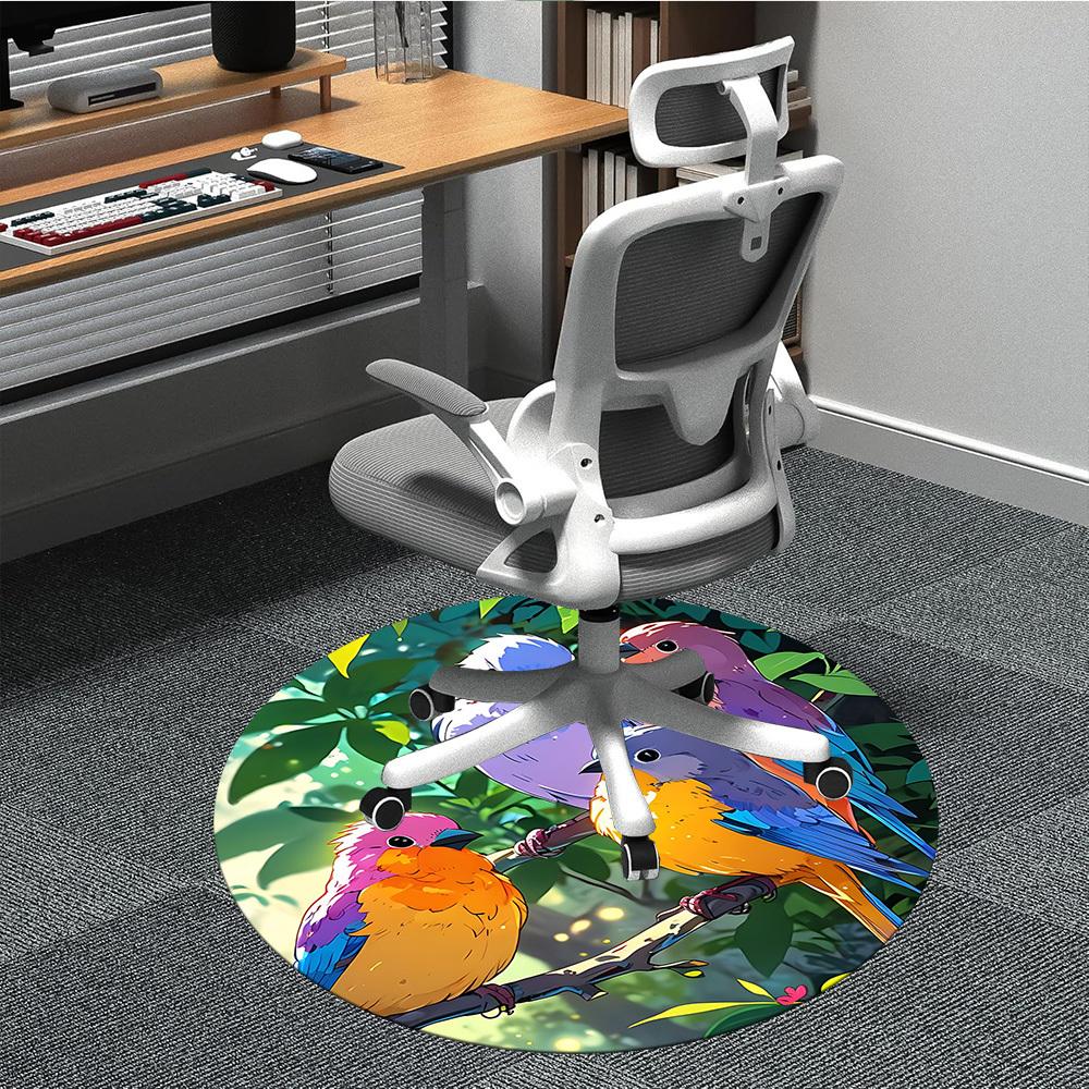 1PC Birds Nature Office Round Area Rug, Indoor Mat Suitable For Office, Under Office Chairs Bedroom Living Room Home Decor, Room Deco 003