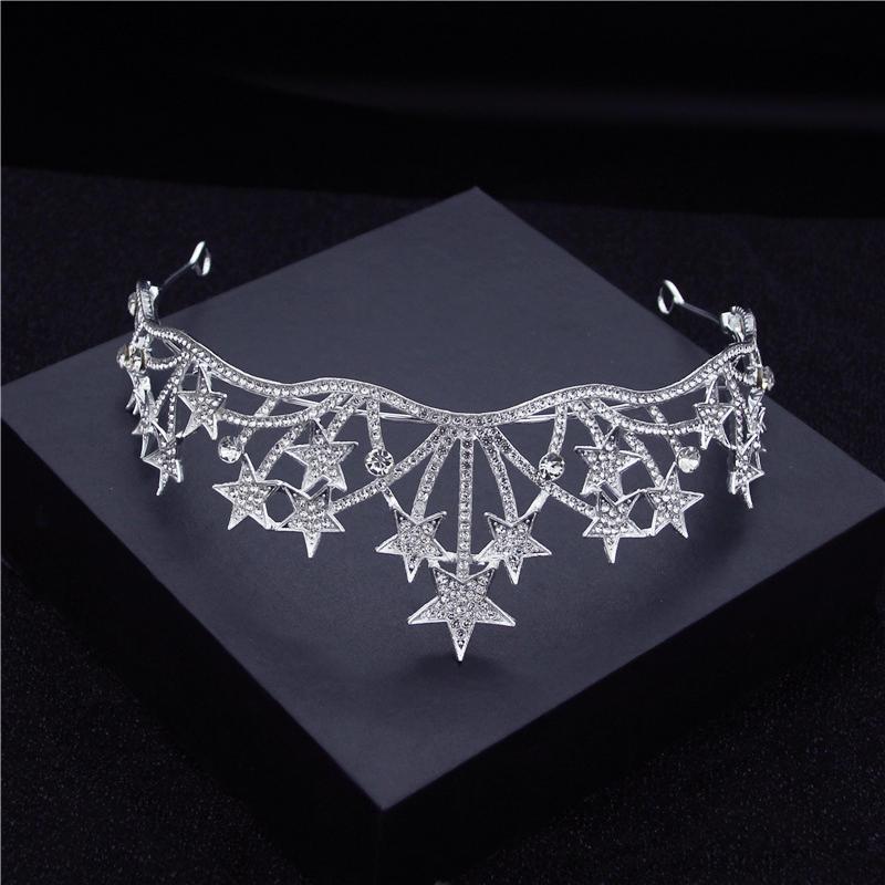 Великолепная звездная корона, повязки на голову, королевский головной убор для невесты, роскошные диадемы принцессы на день рождения, свадебные украшения для волос, украшения