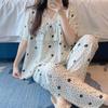 Short-sleeved trousers cotton and silk pajamas women's summer thin suit Japanese sweet anti-bumps can be worn outside cotton silk loungewear