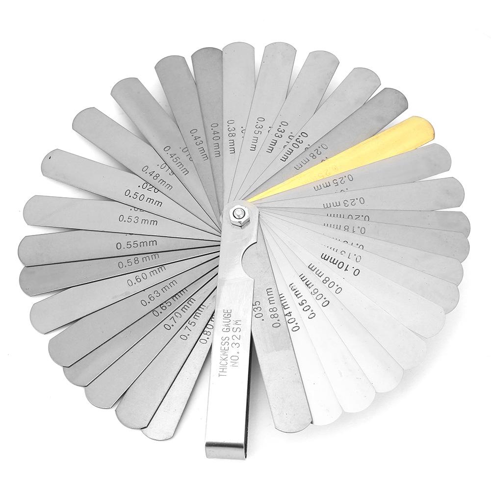 32 Blades Feeler Gauge Metric 0.040.88mm Thickness Stainless Steel Gap Measurement Tool