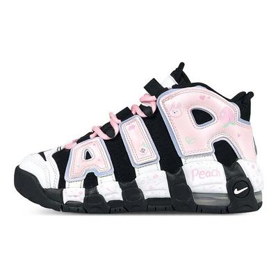 Кроссовки Air More Uptempo Mid top Винтажные Баскетбольные Женские Черно-Бело-Розовые DQ6200-001(Команда47-)