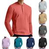 Men's Casual Button-Down Sweatshirt Solid Color Long-Sleeved Shirt Pullover