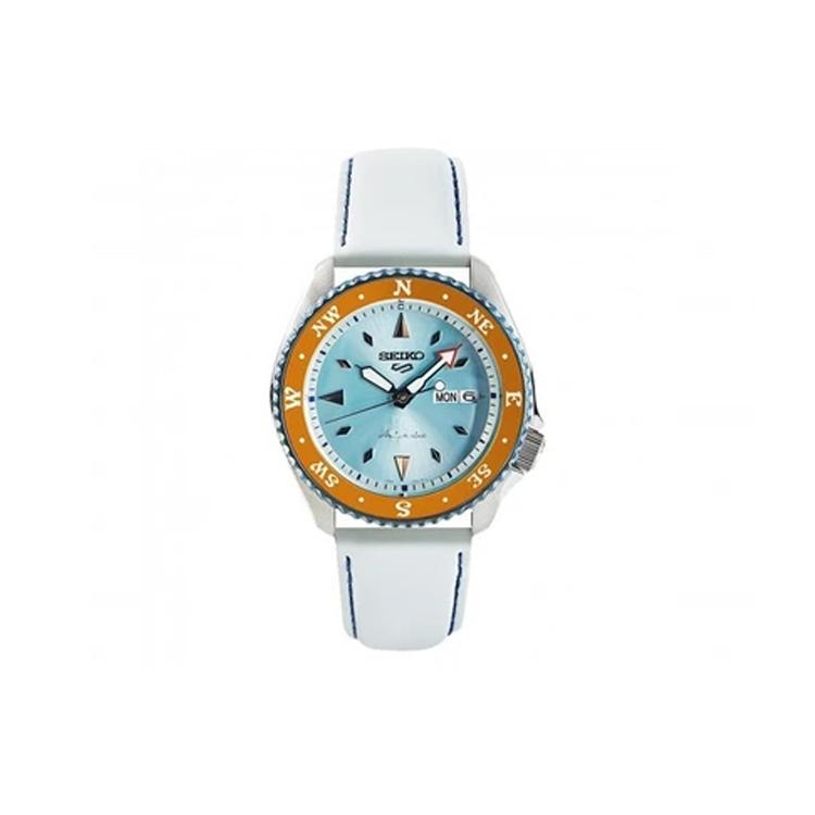 Seiko 30 м Водонепроницаемые Автоматические Механические Часы Кожаный Ремешок Мужские Часы Белый Циферблат SRPF63K1()