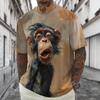 Summer Men's Short Sleeve T-shirt Emotional Monkey Print Funny Sublimation Loose Fit T-shirt For Men Cute Animal Stylish Men Top