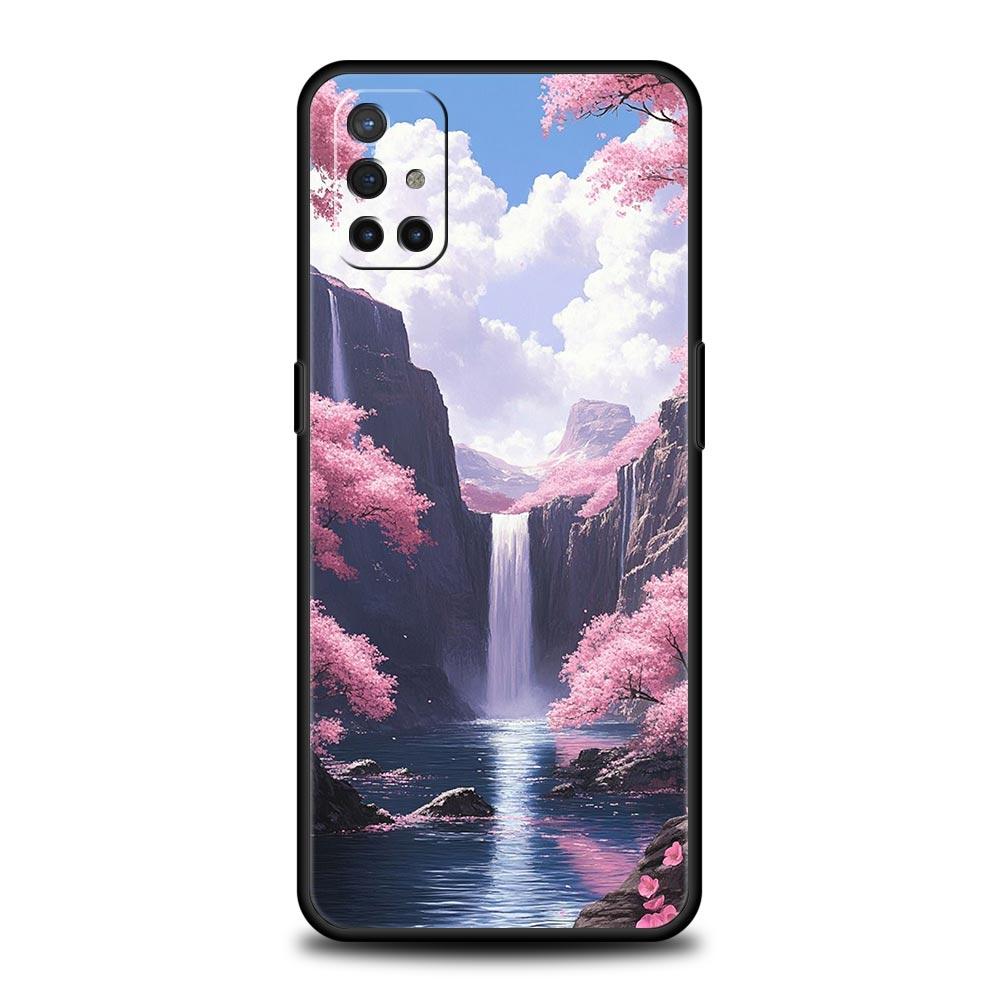 Phone Case For Oneplus 13R 13 12 10T 11 R10 Nord N100 N200 N10 9 9R CE 2 3 Z Pro Lite 5G Soft TPU Cover Pink Sunset Mountain Bag