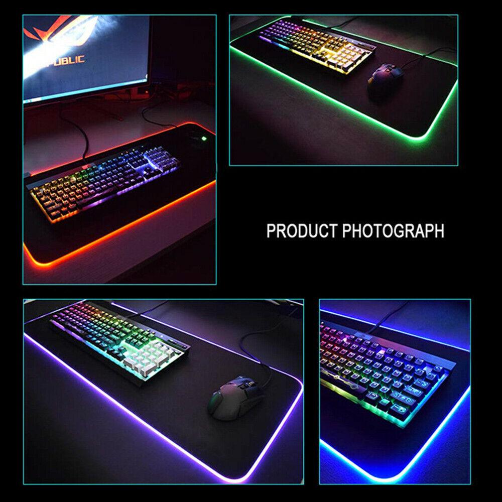 Коврик для игровой мыши с большим RGB цветным светодиодным освещением 800 * 300 мм для портативных ПК