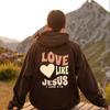 Толстовка с надписью Love Like Jesus Letter Print Christian Hoodie для женщин, повседневные удобные теплые топы, свитшот большого размера, трендовая женская одежда
