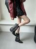 Embroidered Retro Martin Boots Women's Autumn and Winter New Thick High-heeled Western Cowboy Knight Boots Medium Boots