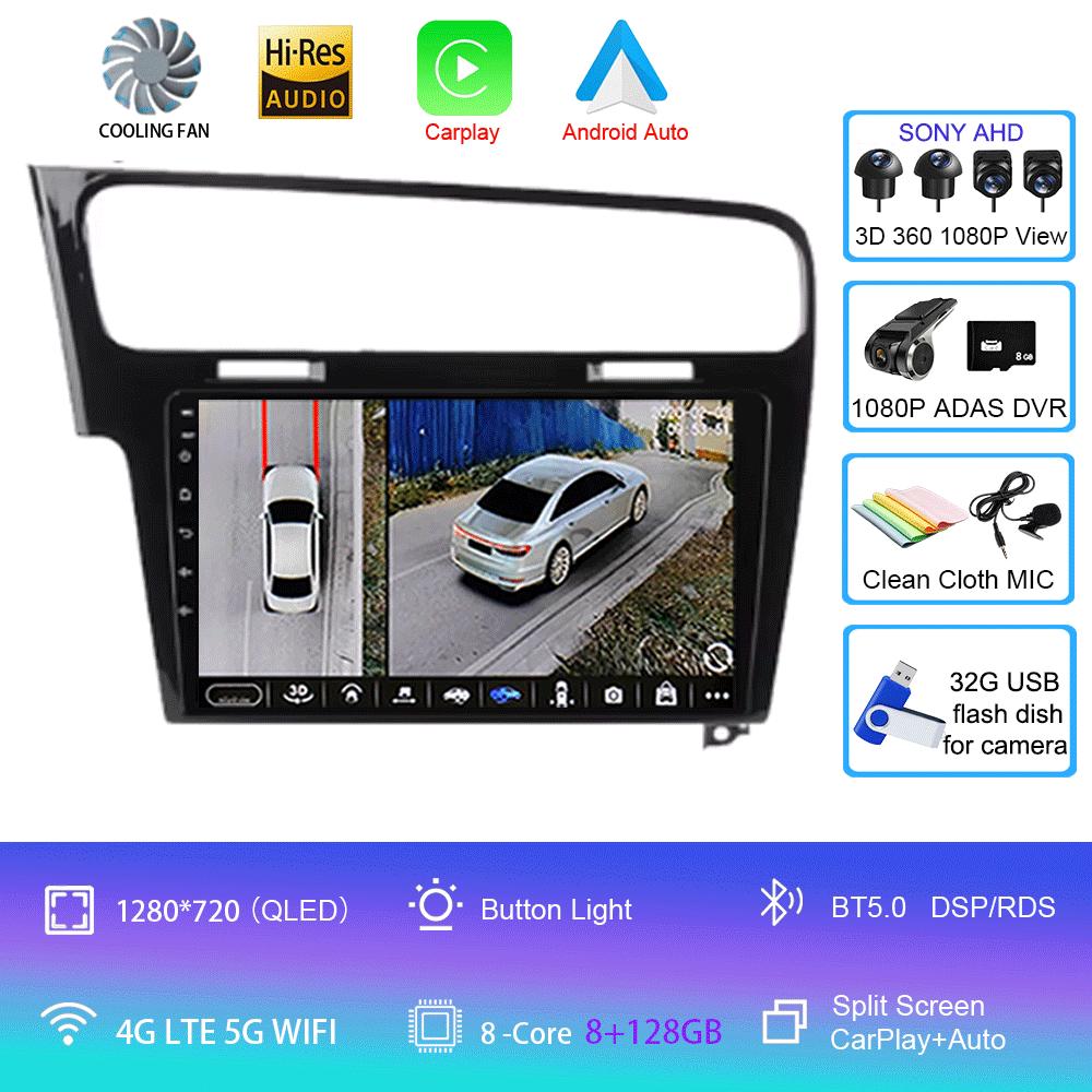 Для Volkswagen VW Golf 7 MK7 GTI 2011 - 2021 Автомобильное радио CarPlay экран HD Мультимедиа Android 14 GPS Стерео Новый Видеоплеер