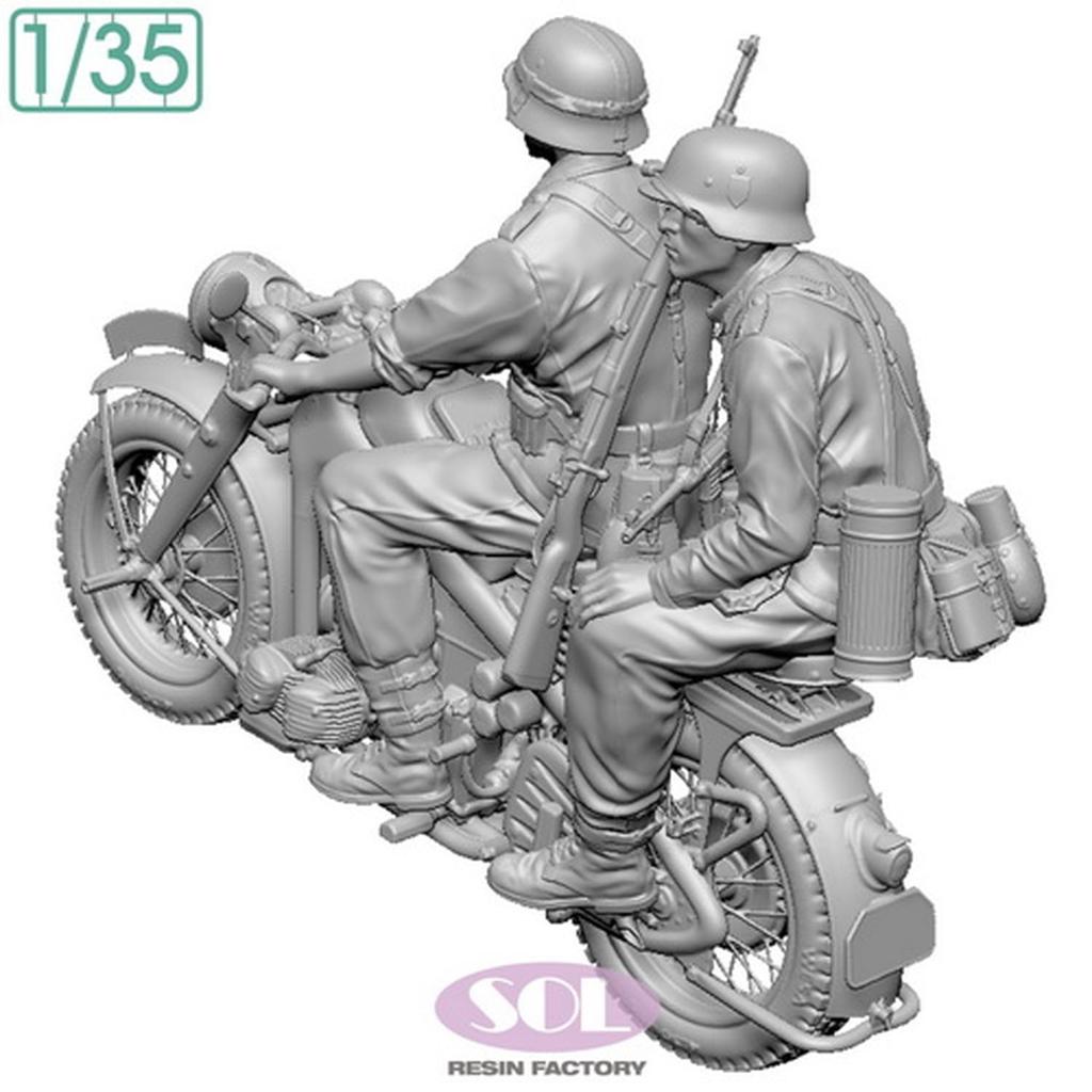 Sol Model Военный мотоцикл KS750 времен Второй мировой войны с двумя членами экипажа, набор для 3D-печати MM878 1/35 Члены, (Мотоцикл)