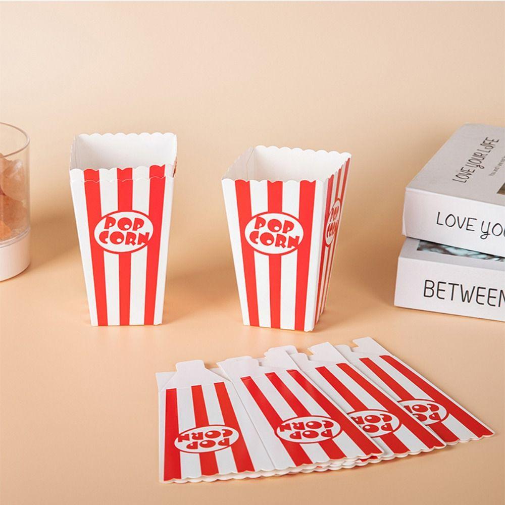 12pcs Folding Paper Popcorn Striped Bags DIY Gifts Snack Containers Popcorn Paper Boxes  Baby Shower