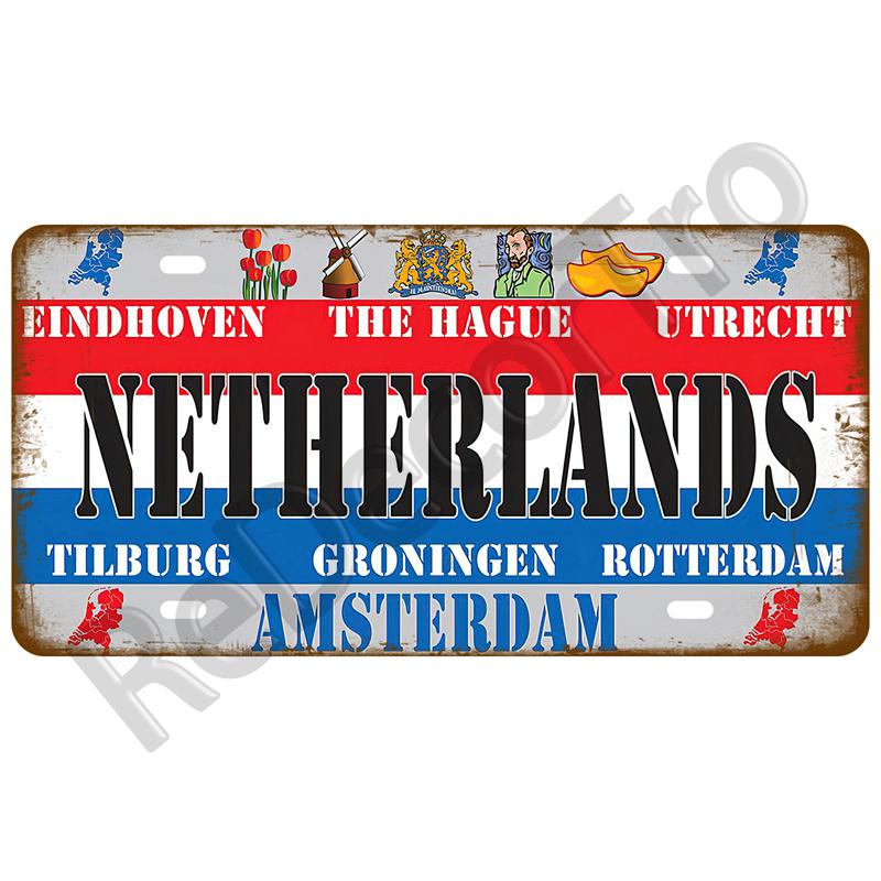 Metal Sign Germany USA Country Flag Tin Sign Plaque France Israel Spain Tinplate Plate For Wall Home Restaurant Craft Bar Decor