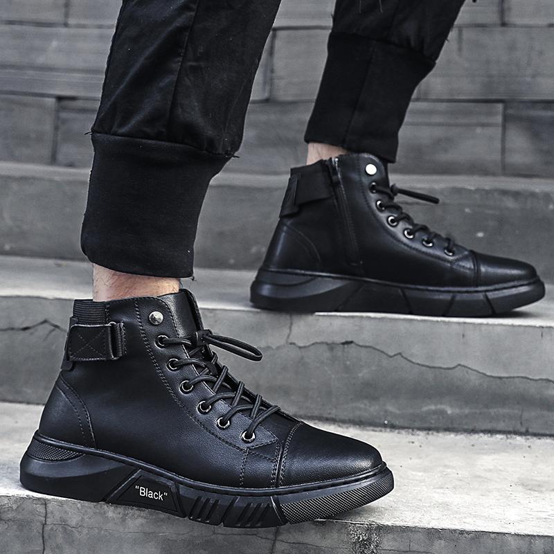 New Winter Warm Ankle Boots for Men High Top Leather Casual Shoes Stylish Retro Men's Sneakers Non-Slip Male Leisure Walk Botas