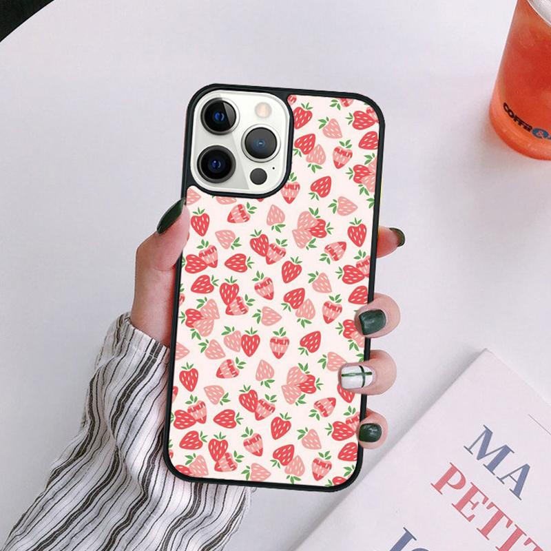 Милый чехол для телефона с клубникой для iPhone 17 Air 14 13 12 16 Pro Max 15 Plus Max Защитный корпус coque