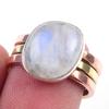 Натуральный Радужный Лунный Камень Драгоценный Камень Серебро 925 пробы Двухцветное Кольцо Размер 6 M3T54