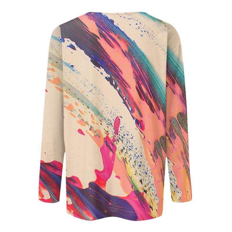 Модные женские футболки с круглым вырезом и длинным рукавом с принтом