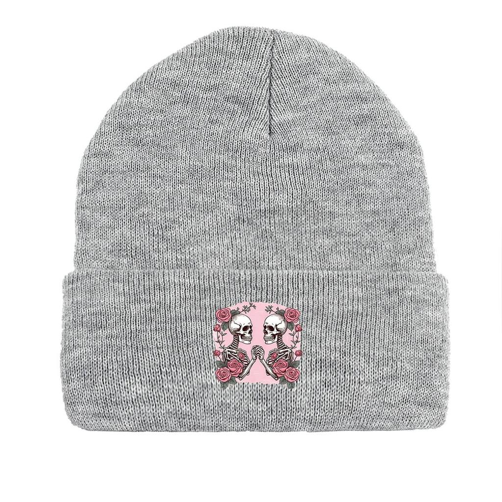 Skeletons Couple Warm Knitted Hat Beanie, Valentine's Day Skullies Beanies Elastic Fit Sporting Gorro Knit Cap Beanie