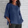 Women's Fashion Half Sleeve Round Neck Solid Colour Loose Casual Shirt Top