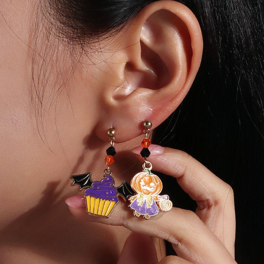 Zinc Zinc Alloy Halloween Earrings Trick or Treat Ghost Dangle Earrings Fashion Pumpkin Ear Studs Hipster