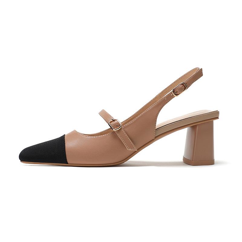Сандалии Baotou на высоком каблуке, женские, весна/лето 2024 г., с ремешком сзади, квадратной формы, модные женские туфли, дизайнерские сандалии