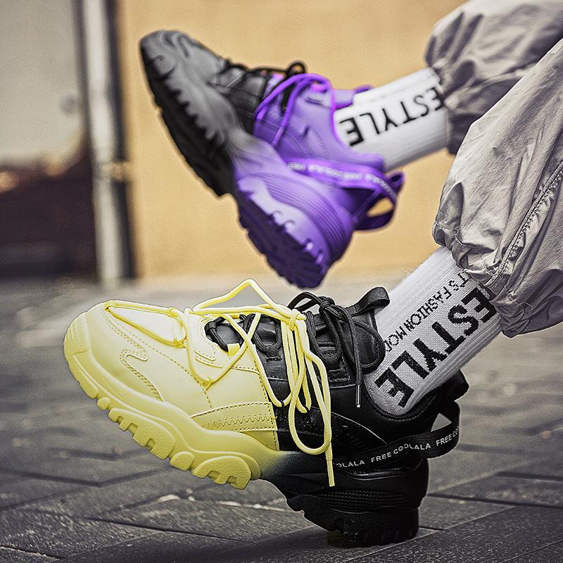 Ретро Harajuku Мужские повседневные кроссовки Уличные суперзвездные туфли Удобные кроссовки на платформе Мужские массивные туфли Дизайнерские мужские кроссовки