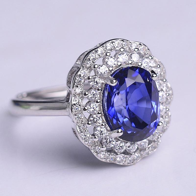 BELLA BOX Роскошный натуральный синий кулон с сокровищами, женский комплект, кольцо с цирконом, женские темпераментные серьги для женщин, комплект ювелирных изделий