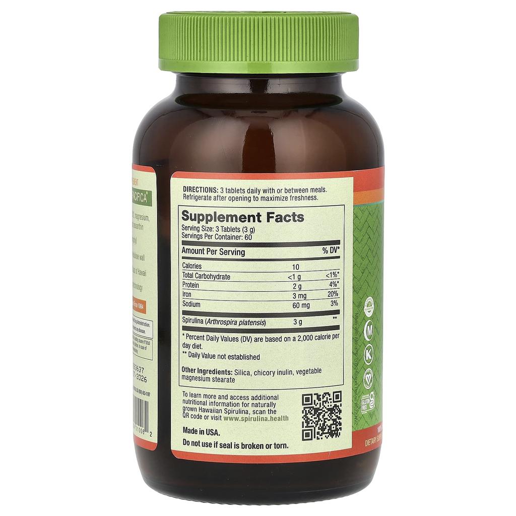 Nutrex Hawaii Чистая гавайская спирулина, 3 г, 180 таблеток (1 г на таблетку)