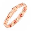 Leaf-diamond-encrusted Magnetic Bracelet, Ancient Red Copper Brushed, Adjustable Bracelet, Gift, Couple