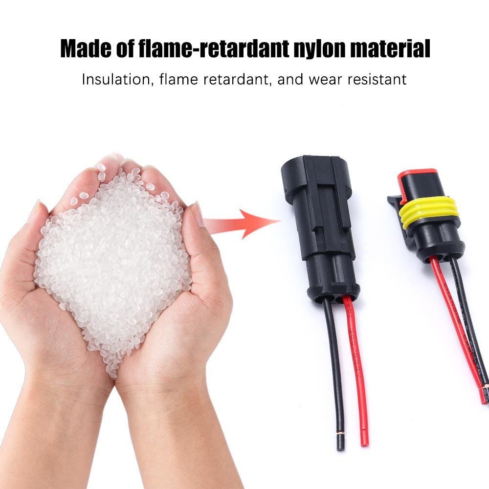 1-10PCS Car 16 AWG Waterproof Male and Female Electrical Connector Plugs 2-Pin Pattern with Wire for Motorcycles Scooters Boats