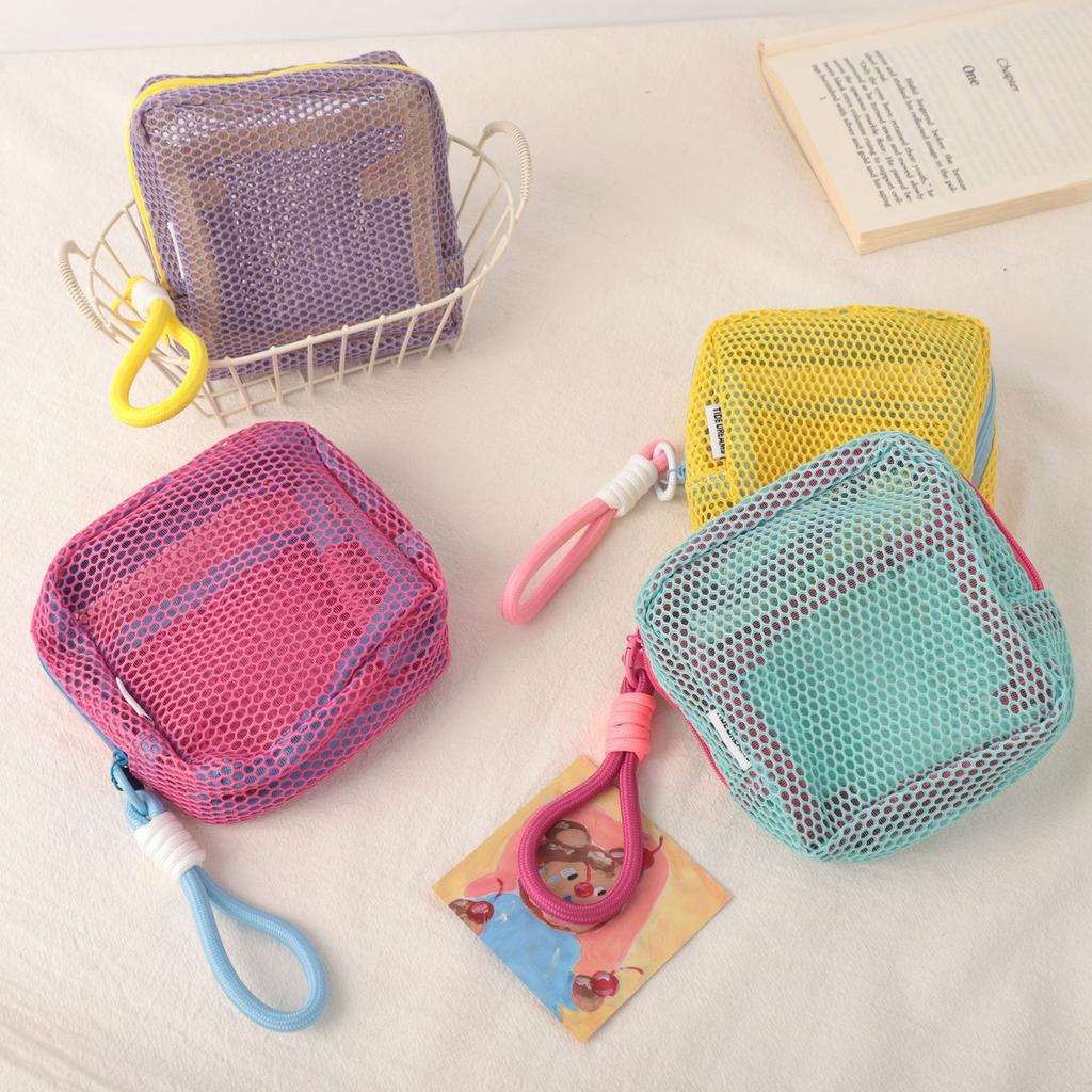 Small Capacity Key Bags Transparent Cosmetic Bag Square Mesh Storage Pouch Mini Zipper Coin Purse Mini Wash Bag Stationery Case