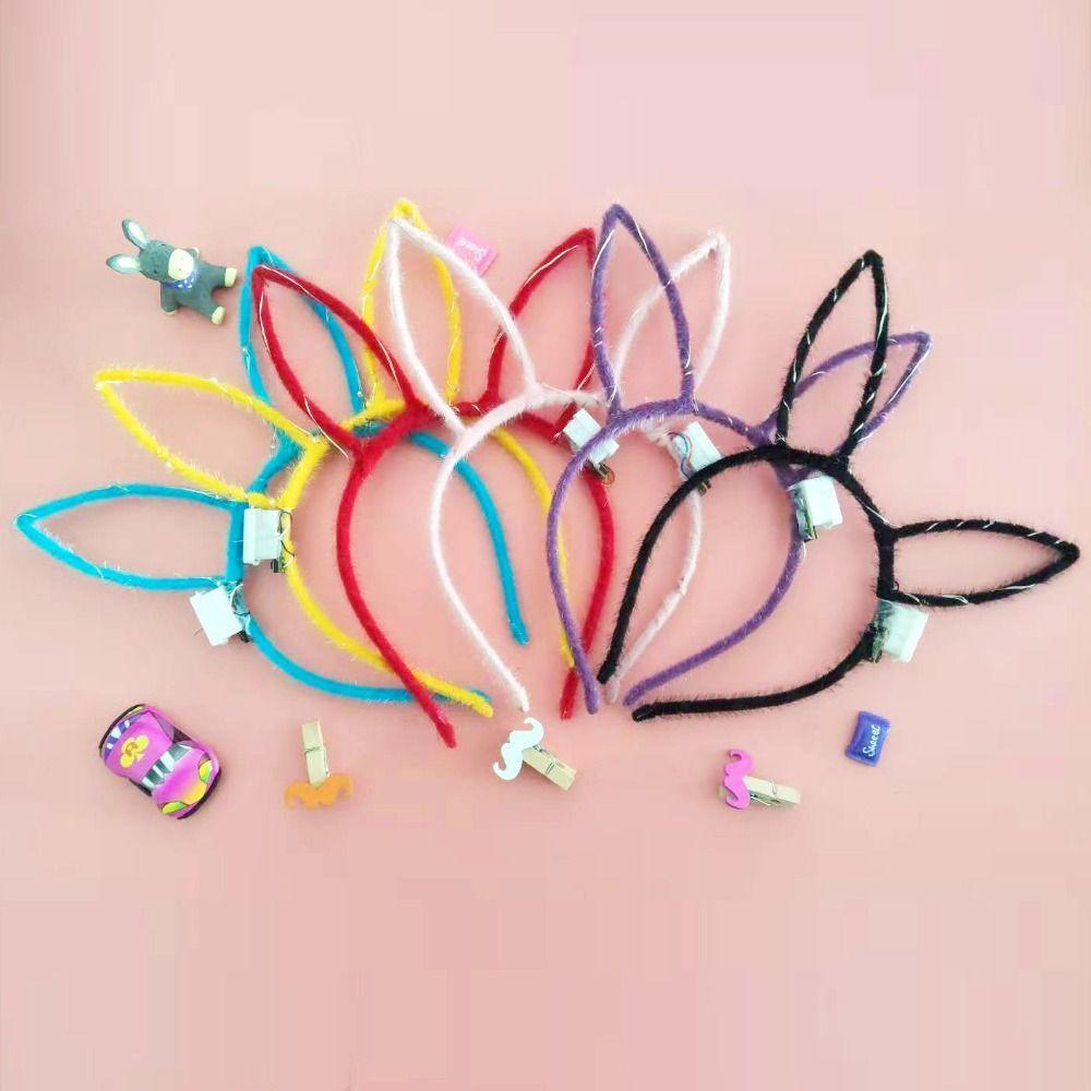 Корона Светодиодные Кроличьи Ушки Ободок Светящийся Обруч для Волос Светящиеся Кошачьи Ушки Повязка на Голову Смешной Ребенок