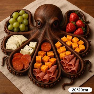 Осьминог Шарcuterie Плато, Океанская Тематическая Сырная Хлебная Доска, Оригинальный Уникальный Поднос для Сервировки для Сыра, Мяса, Фруктов