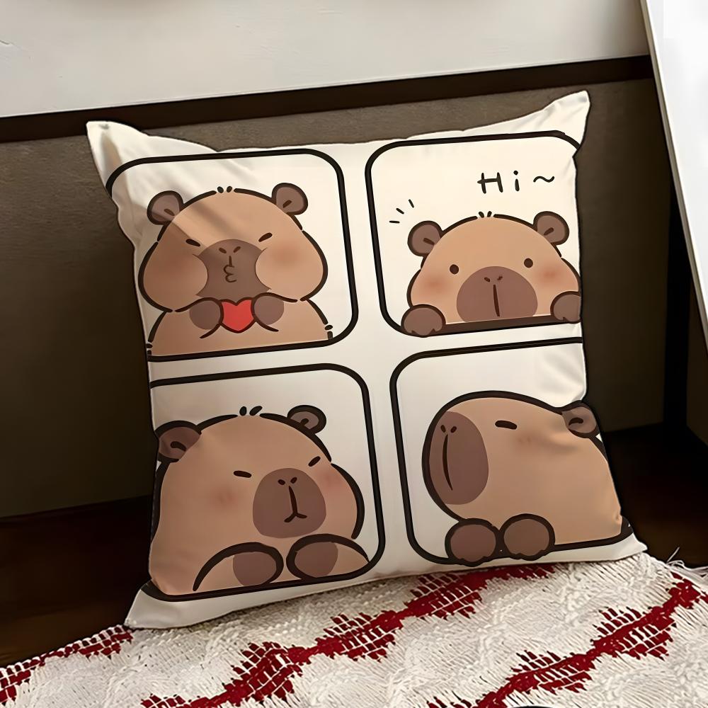 Cute CCapybara Cushion Cover Reversible Soft Durable Pillow Cover Home Car MultiScene Use for Daily Comfort