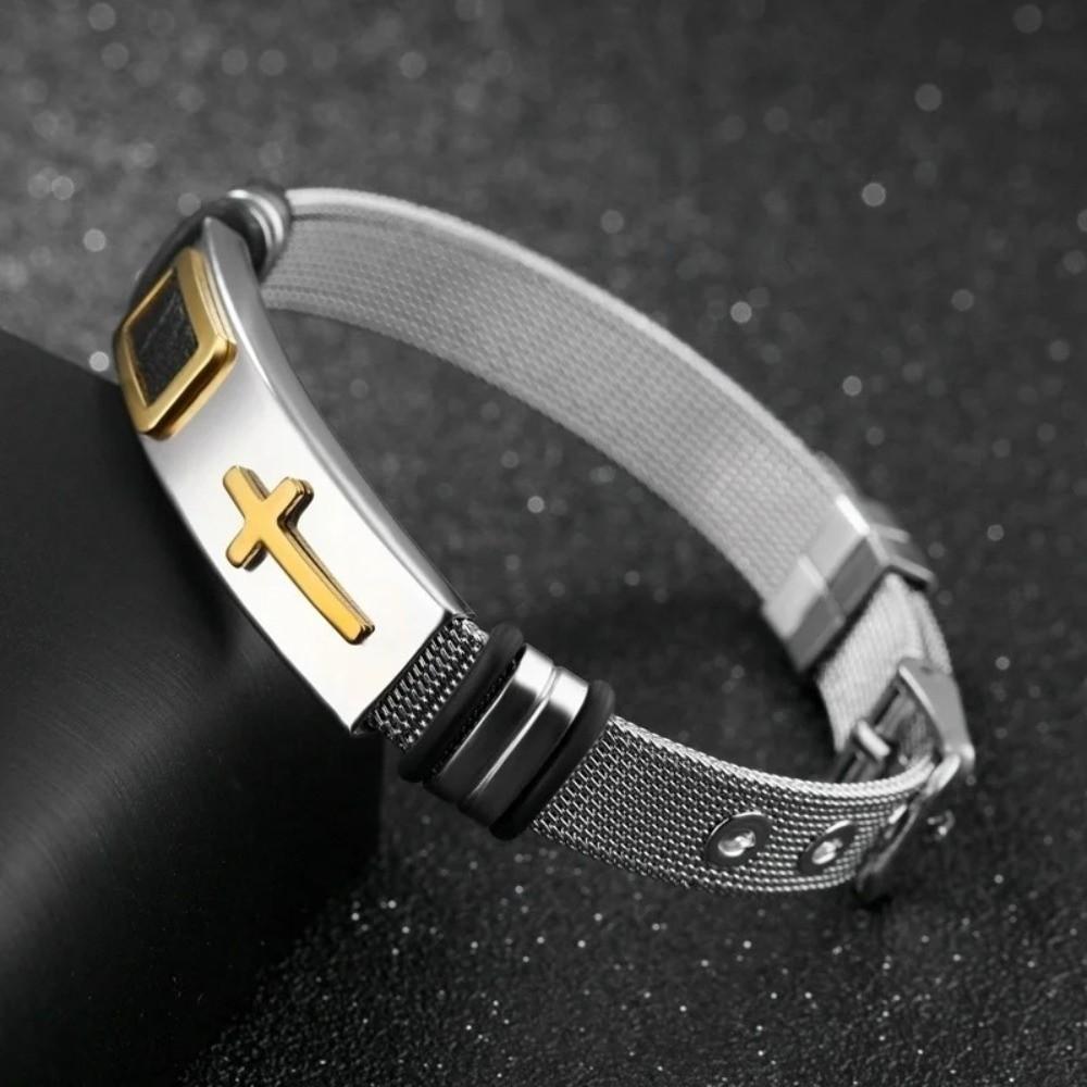 Stainless Steel Religious Bracelet Adjustable Fashion Bracelet Unique Men's Jewelry Friends
