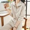 Casual Sportswear Suit Women's Autumn Simple Lapel Sweatshirt Elastic Waist Long Pants Suit