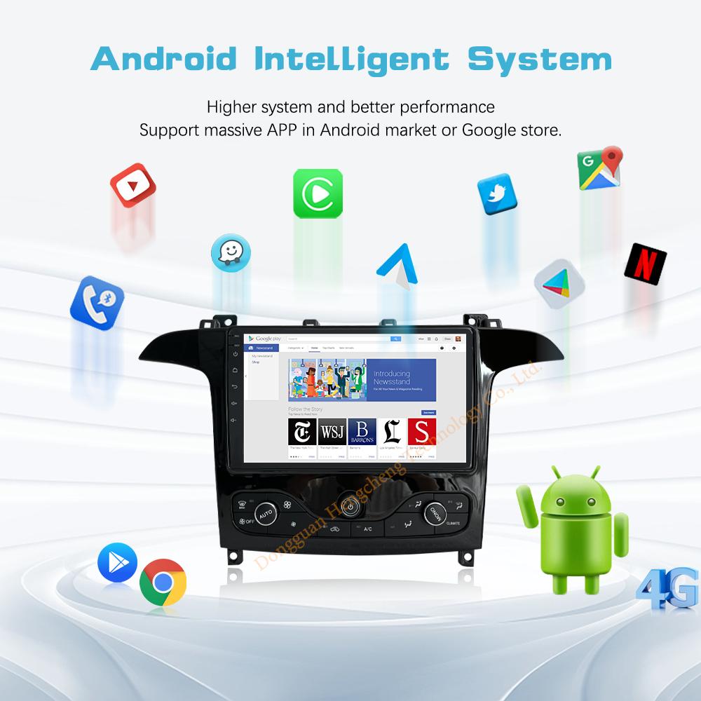 9" Для Ford S MAX S-Max 2007-2015 Автомобильный мультимедийный видеоплеер GPS-навигация Радио Android12 8+128G 8 ядер CarPlay 4G 360 камера