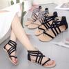 Fashion Women Sandals Plus Size 43 Gladiator Flat Sandals for Beach Casual Shoes Summer Fashion Solid Slides Ladies Zip Thong Roman Shoe