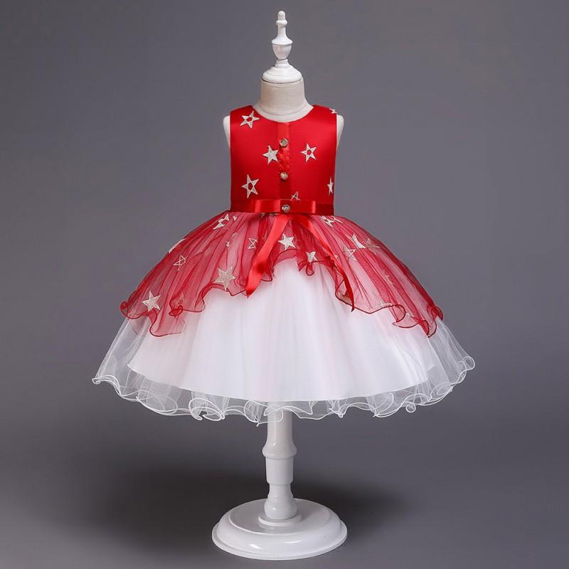 Girls Party Dress Kids Tulle Gown Pageant Host Performance Princess