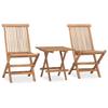 VidaXL Folding Outdoor Dining Furniture 3 Pcs Solid Teak Wood