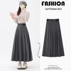 Women's Autumn/Winter High Waist Slimming Pleated Skirt with Belt - Elegant Mid-Length Swing Skirt