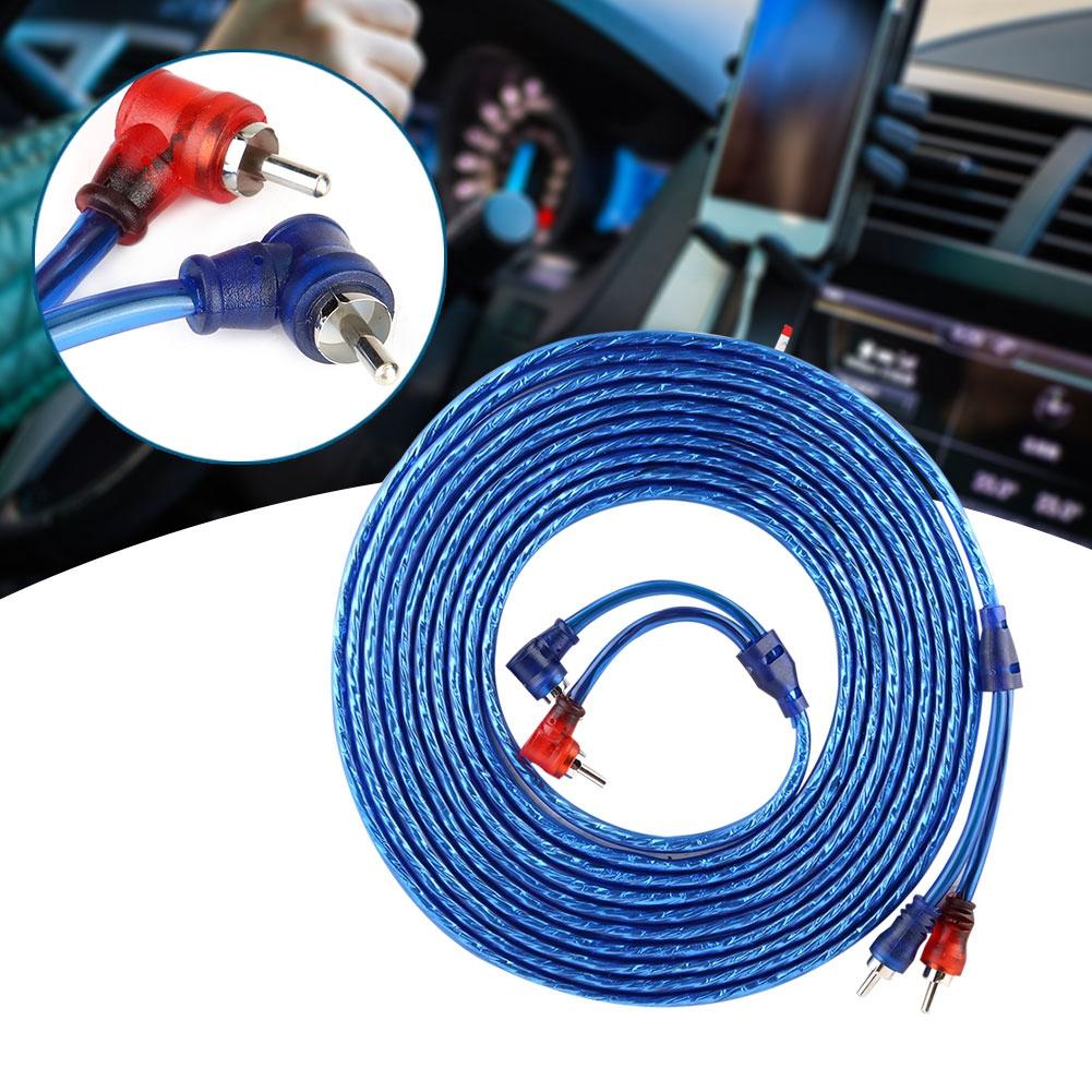 5 Meter AUTO Car Blue Transparent RCA Audio Interconnect Cable Ultra Flexible