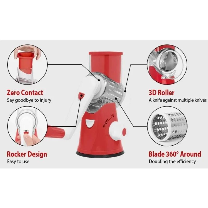 3 в 1 овощерезка многофункциональная вращающаяся ручная терка с 3 острыми роликами овощерезка сырорезка кухонные принадлежности