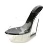 Sexy Ultra-high Heel Cool Slippers High Transparent Slope Crystal Waterproof Platform Sexy Open-toed Sandals WZ