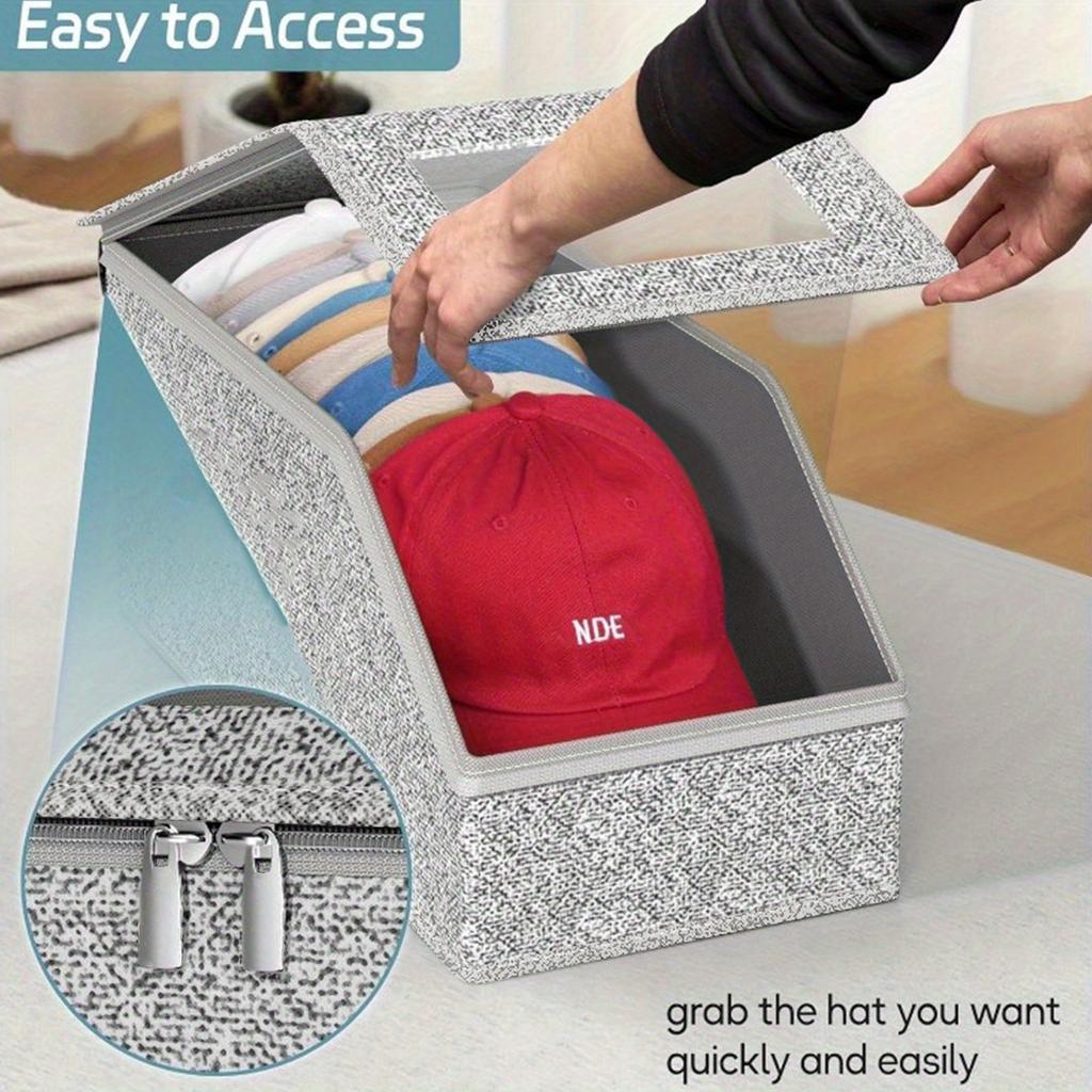 high quality1/2 New Stackable Baseball Cap Storage Box, Hat Organizer, Hat Box, Clothes Storage Box, Hat Rack, Large Capacity, Foldable, Hard