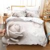 Flowers Duvet Cover Set 3D Print White Rose Fresh Comforter Cover King Size for Girls Women Lover Couple Polyester Bedding Set