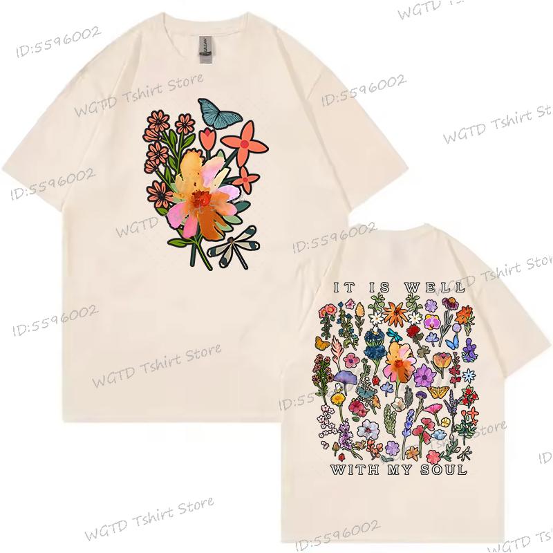 Вдохновляющие цитаты Дизайн рубашки Цветочный У меня хорошо на душе Графические футболки Женские Христианские Цветочные топы Рубашка с полевыми цветами