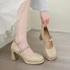 Commuter Mary Jane Single Shoes High Heels Women's New One-word Thick Heel Women's Shoes Temperament Shallow Mouth Wholesale