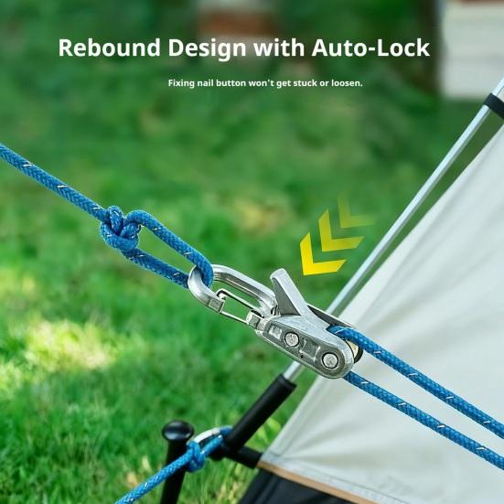 1/4Pcs Rope Tensioner with Roller Cord Heavy Duty Metal Outdoor Backpacking Hiking Boating Camping Guyline Rope Adjuster Tightener